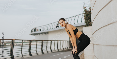 A young woman takes a break...