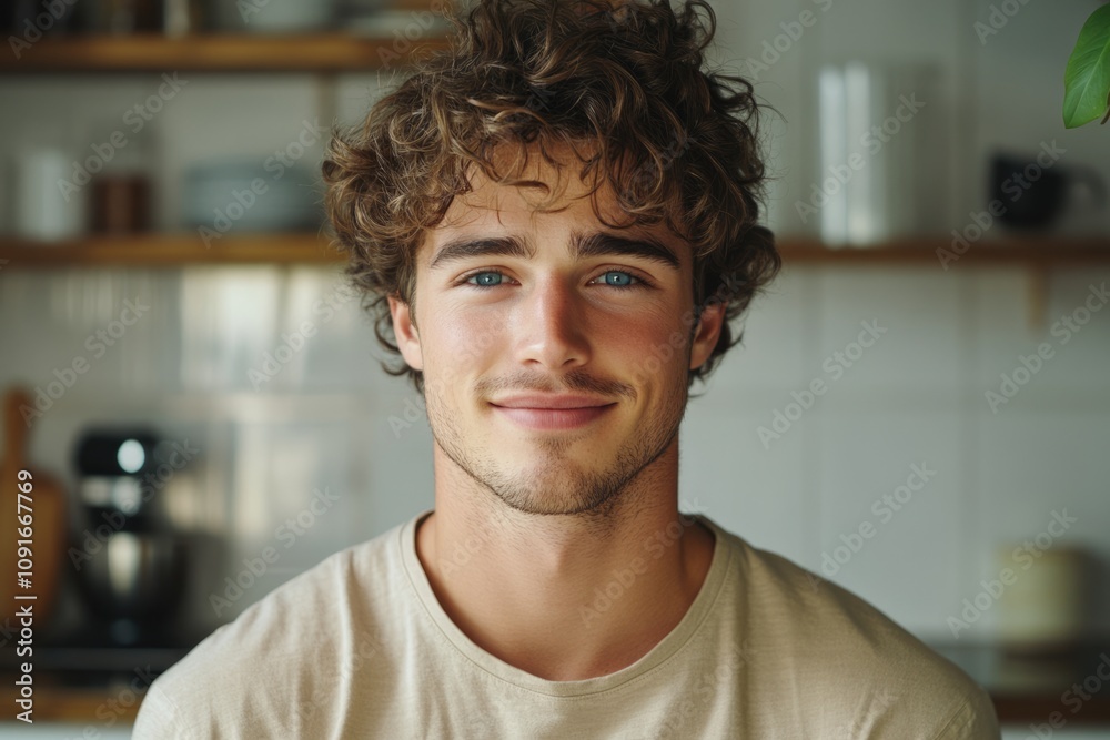 Obraz premium close up portrait of young smiling handsome guy