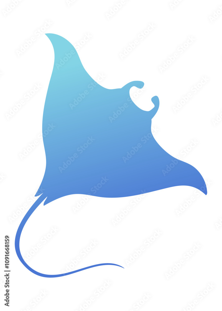 © teracreonte - Ilustración de vida marina. Silueta aislada de manta raya gigante © teracreonte - Ilustración de vida marina. Silueta aislada de manta raya gigante