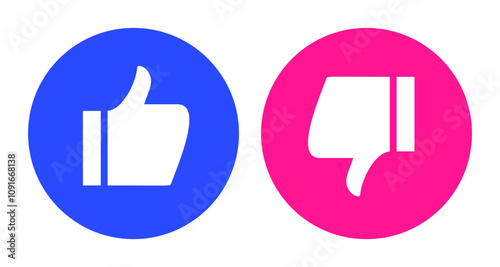 Like, dislike thumb symbols color style or feedback and rating thumbs up and thumbs down icons vector