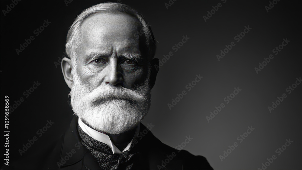 Obraz premium Rich Distinguished Man in a Black and White Portrait Highlighting Elegance and Sophistication