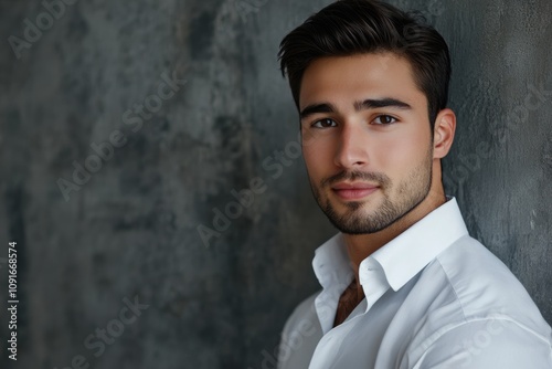 close up portrait of young smiling handsome guy