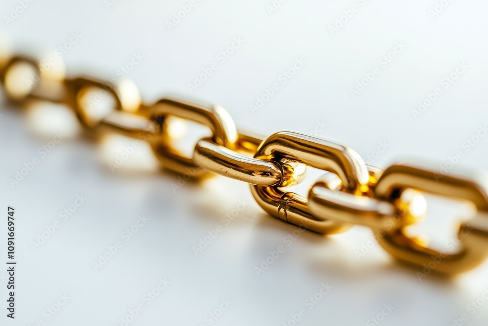 Obraz premium A stunning arrangement of glistening golden chain links interweaves gracefully, reflecting light in a captivating and beautiful manner