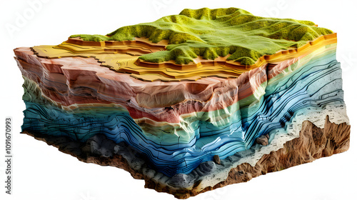 predicting underground aquifer extent using data layers a geologist's approach. concept geology, data analysis, underground aquifer, mapping, hydrogeology with white shades, pn photo