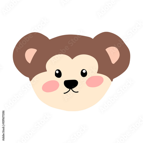 adorable head animal isolaated on white background. hippo, cow, lion, tiger, duck, monkey, bear, elephant,dog, cat, puppy,owl, photo