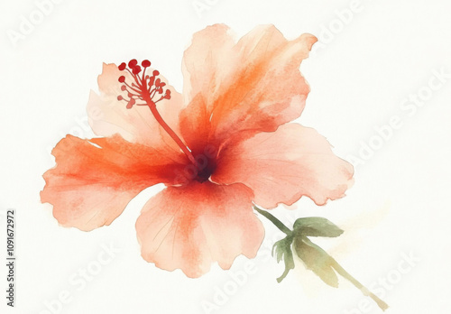 PNG Watercolor flower hibiscus blossom petal.