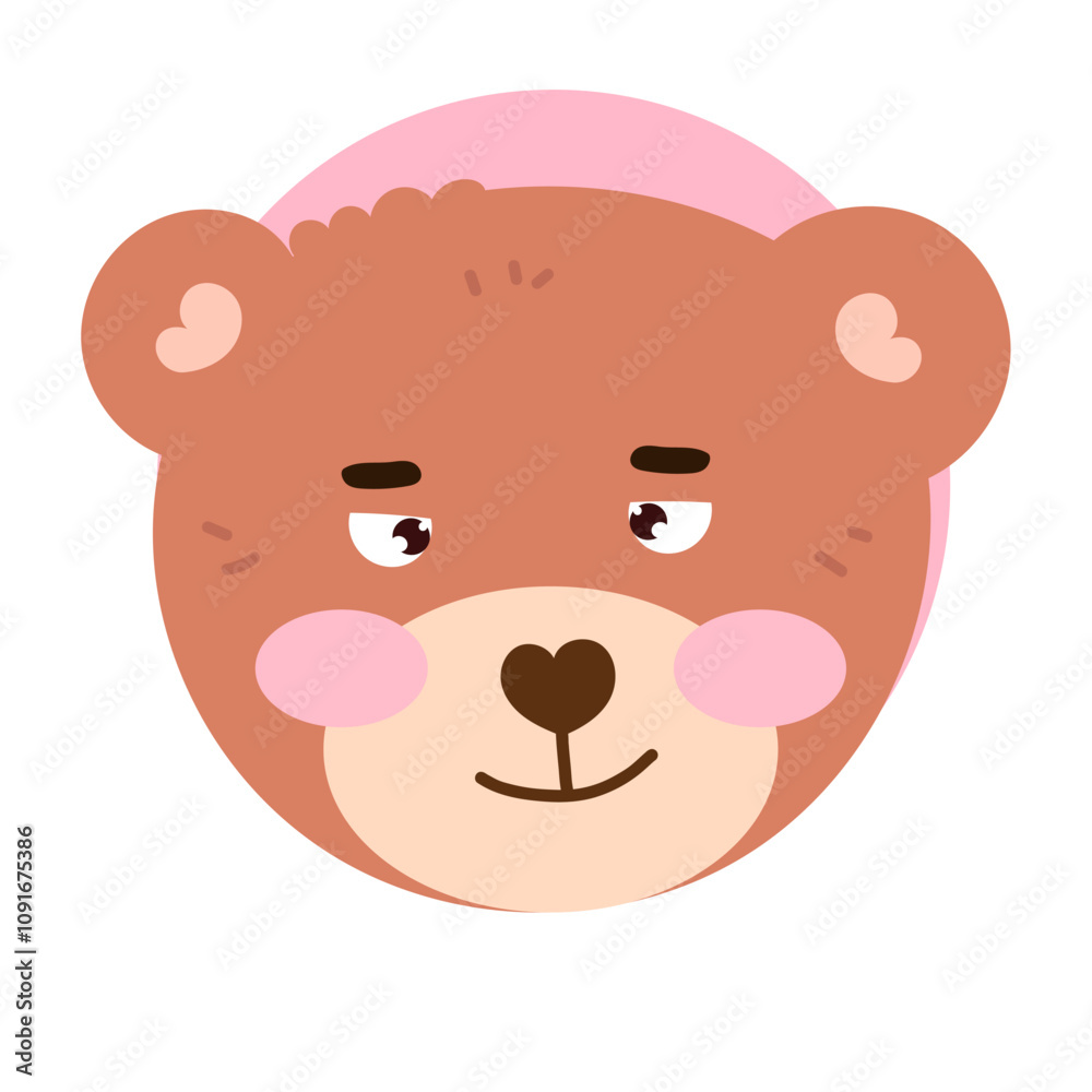 Obraz premium kawaii head brown bear cartoon different face expression design element