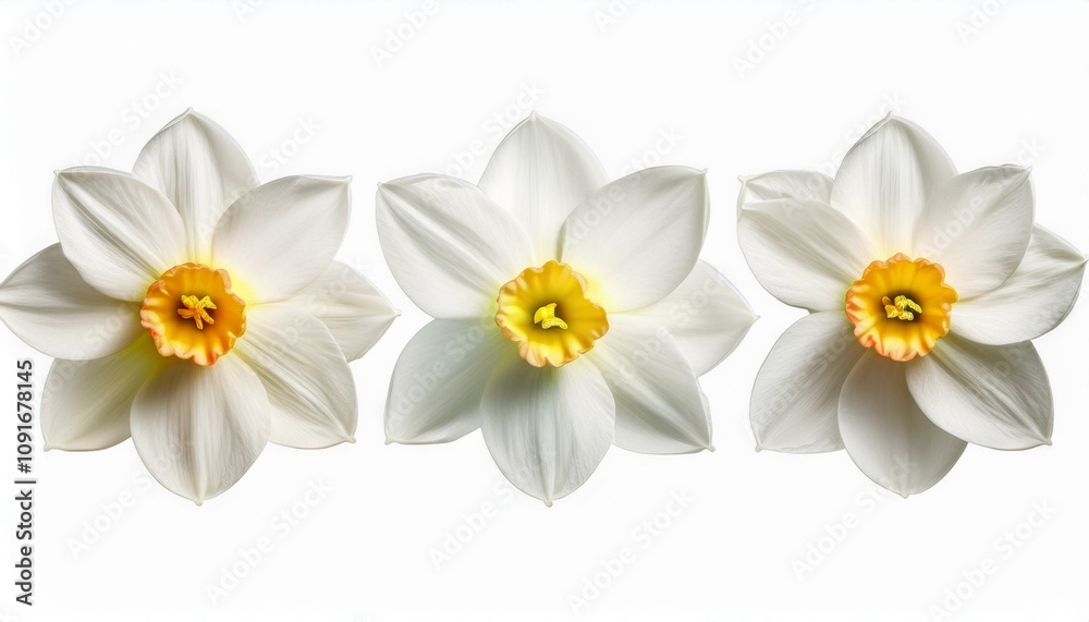 Obraz premium white flower of narcissus papyraceus plant isolated on white background common name paperwhite