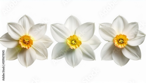 white flower of narcissus papyraceus plant isolated on white background common name paperwhite photo