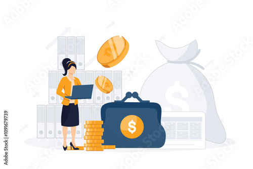 Cost optimization concept icon. Idea of financial and marketing strategy. Cost and income balance. Spending and cost reduction, while maximizing business value. Isolated flat illustration vector	