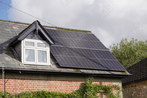 Wallpaper Mural Solar panels on rooftop. Residential house with photovoltaic energy system.  Torontodigital.ca