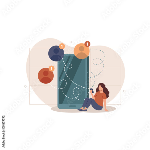 Email service concept. Users correspond in chats, sending messages in apps. People isolated scenes in flat design. Vector illustration for blogging, website, mobile app, promotional materials