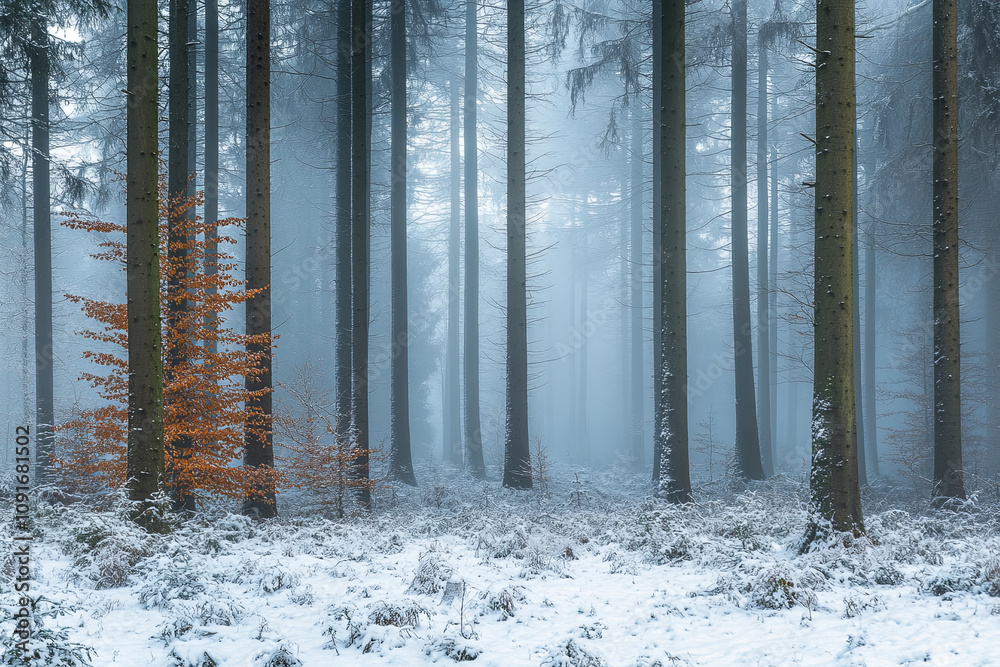 Obraz premium Winter forest covered with snow