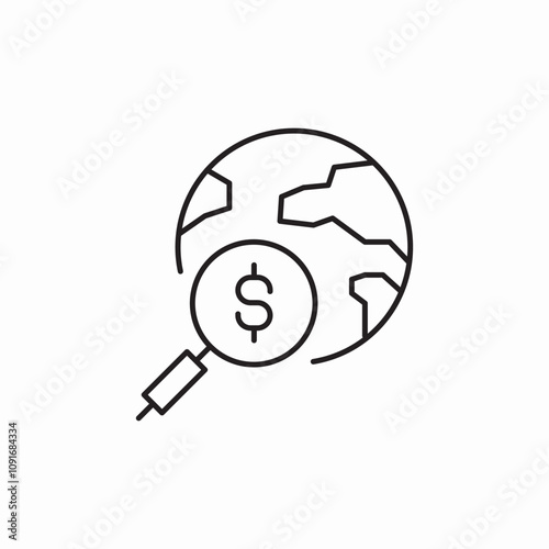 earth planet money search icon sign vector
