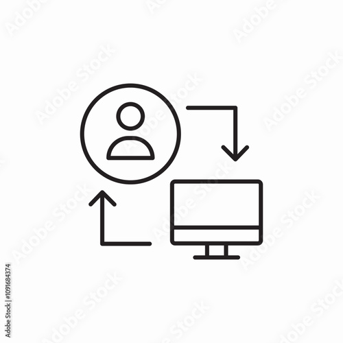 employee switch to computer icon sign vector