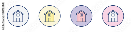 House icon Thin line flat illustration