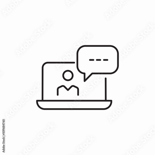 laptop video chat icon sign vector