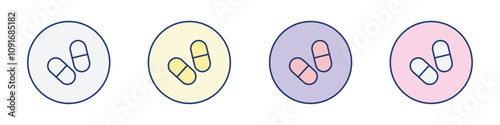 Painkiller pills icon Thin line flat illustration