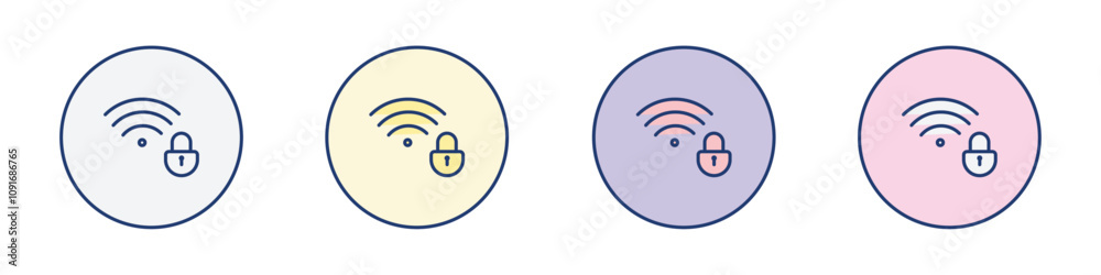 Wifi security icon Thin line flat illustration Wifi security icon Thin line flat illustration