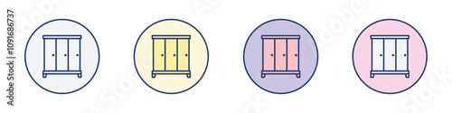 Wardrobe icon Thin line flat illustration