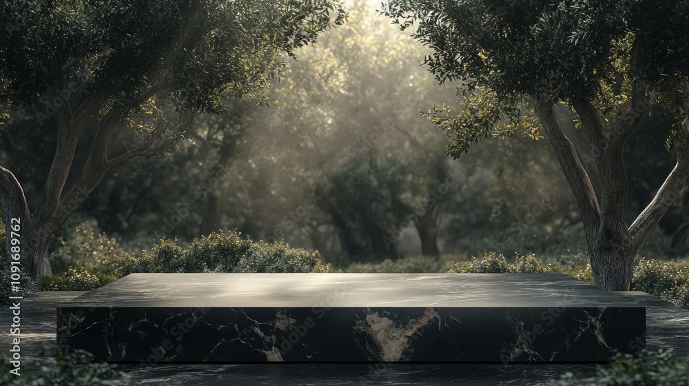 Obraz premium stone product stand on nature background