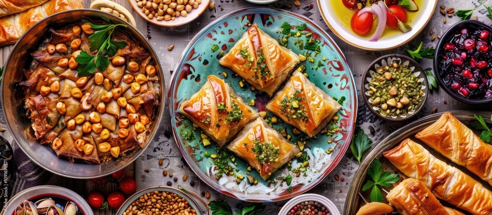 Baklava Desserts Top View Baklava Desserts Top View