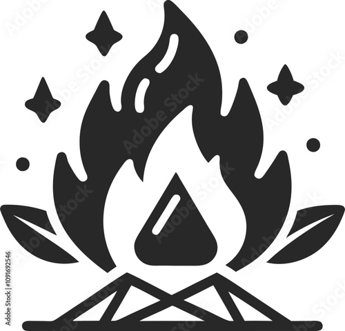 Bonfire icon Fire campfire camp bon flame nature concept