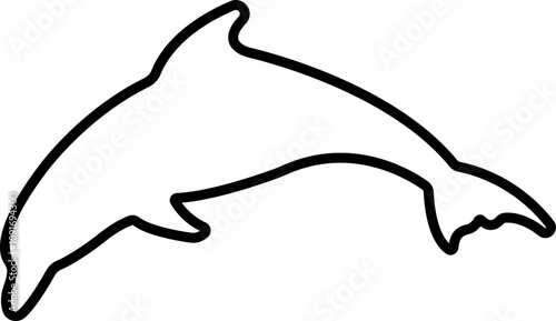 Jumping dolphin fish icon in line. vector for apps or website dolphin leaps over the water art sketch style marine mammal Bottlenose dolphin isolated on transparent background