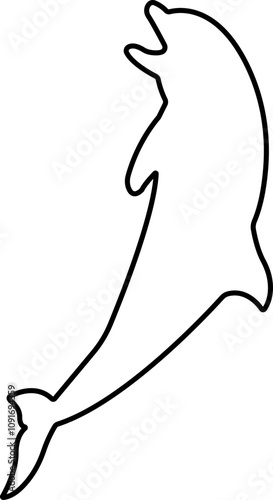 Jumping dolphin fish icon in line. vector for apps or website dolphin leaps over the water art sketch style marine mammal Bottlenose dolphin isolated on transparent background