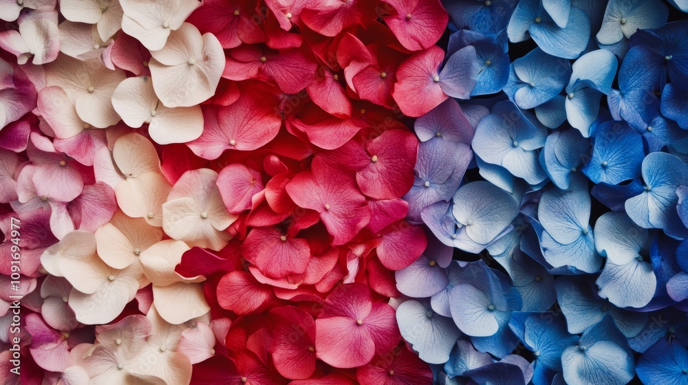 Obraz premium American Flag Made of Flower Petals, Symbolizing Patriotism and Nature Generative AI