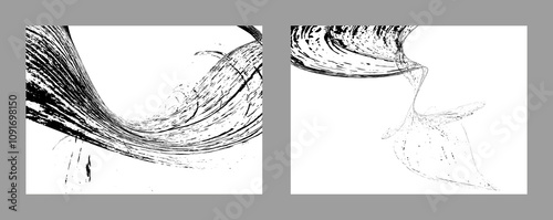 Strokes of black paint on a white background. Set of two templates. Graffiti element. Design template for the design of banners, posters, booklets, covers, magazines. EPS 10