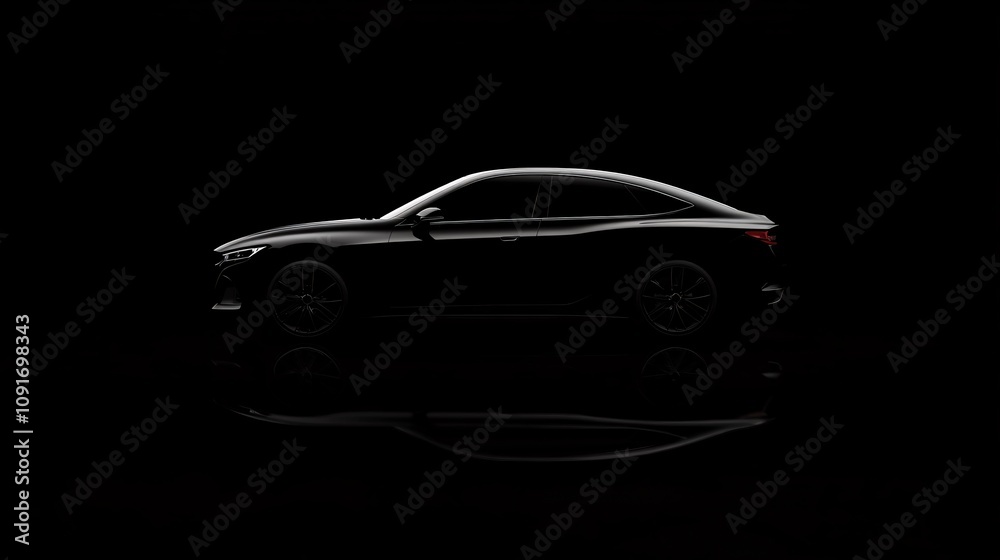 Fototapeta premium Sleek Black Car Silhouette