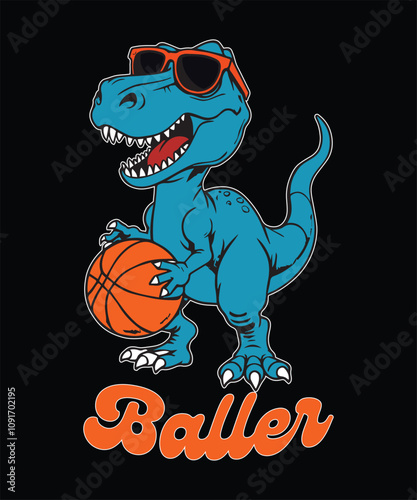 Baller Trex Basketball T-shirt Design Vector