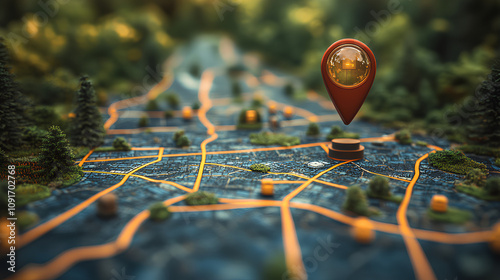 Dynamic GPS Navigation Map with Highlighted Routes