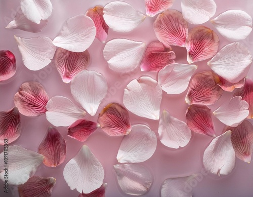 white beige flower petals in water minimalist still life smoke nature pink and gray pastel background