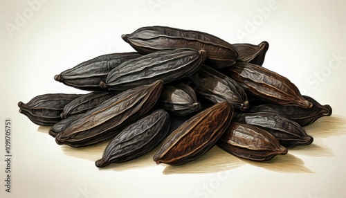 Wallpaper Mural illustration of tonka beans isolated on white Torontodigital.ca