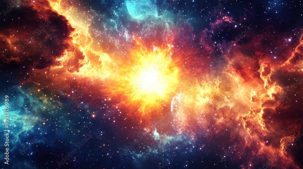 Fototapeta premium Cosmic Explosion in a Nebula Field with Star Dust