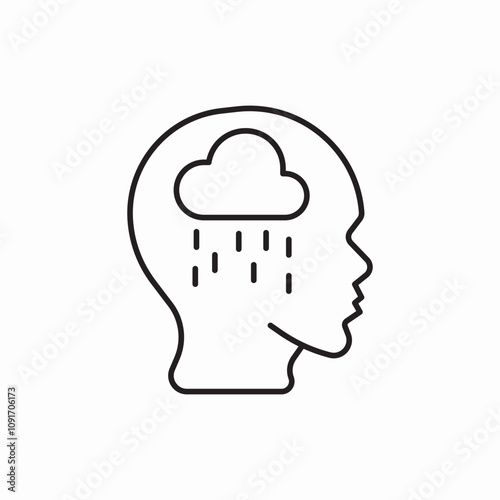 mental rain depression icon sign vector