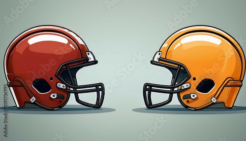 side view of set football helmet