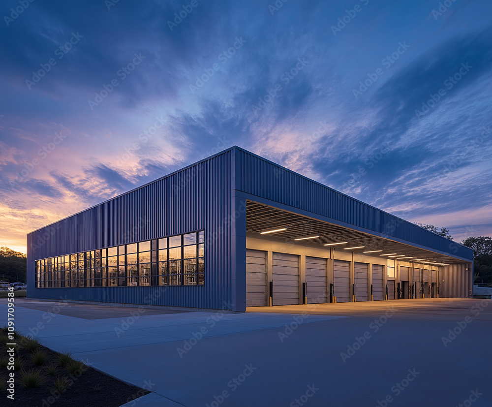Fototapeta premium Moderne Architektur bei Sonnenuntergang in der Natur