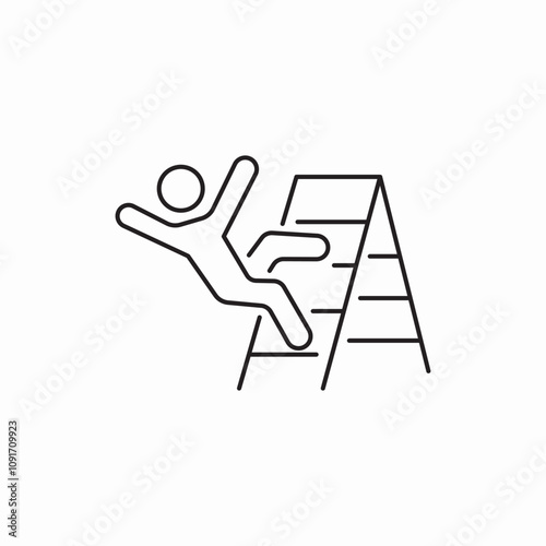 stairs fall man icon sign vector