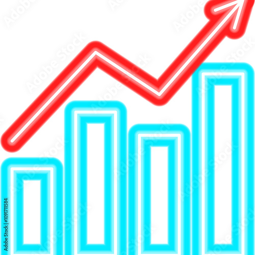 Gainers Growth Graph Neon Sign. Vector Illustration of Analytics Data Symbol.