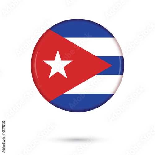Free Download cuba round circle flag glossy shiny 3D vector illustration isolated for Independence Day 10 October, January 1, January 2, Liberation Day,  National Rebellion Day 26 July, banner, poster, flyer online - GFXLoad