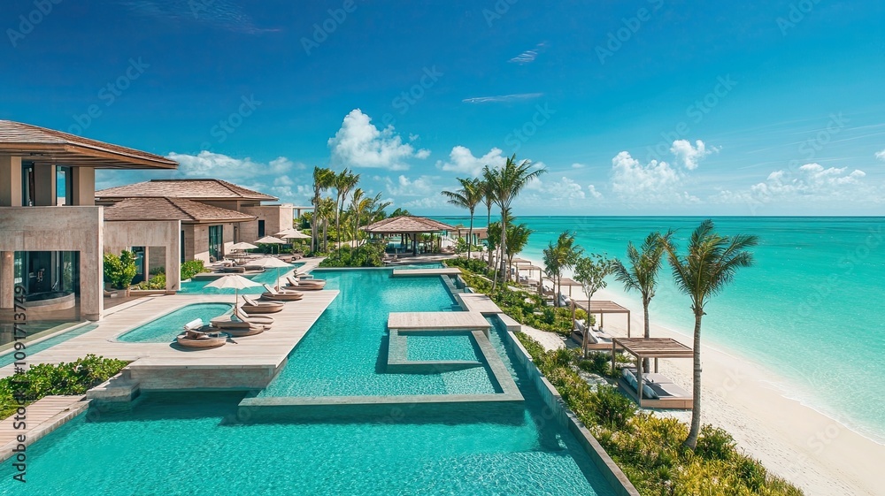 Fototapeta premium Oceanfront Luxury Villa: Escape to Paradise 
