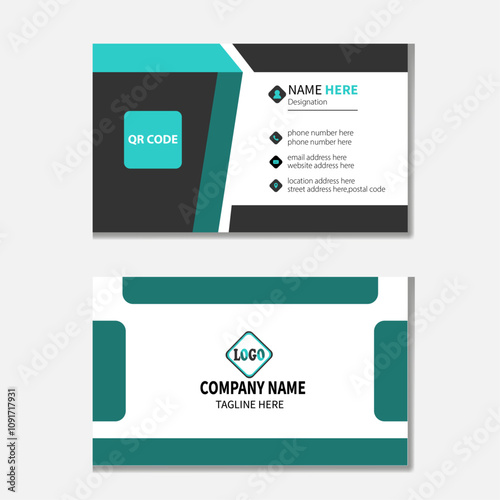 Modern Business Card With QR Code Template