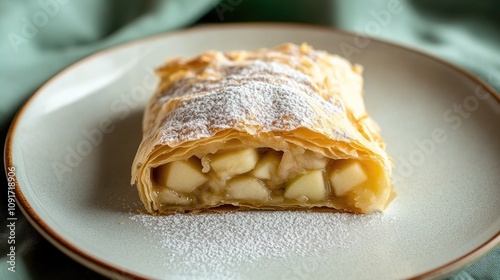 Delicious Apple Strudel on Elegant Plate