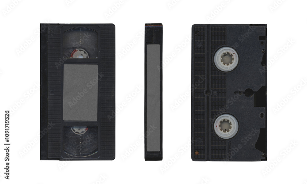 Obraz premium composition of Old VHS video cassette png isolated with clear area for mockup on transparent background in retro Y2K style