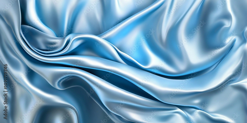 Obraz premium Flowing Draped Blue Satin