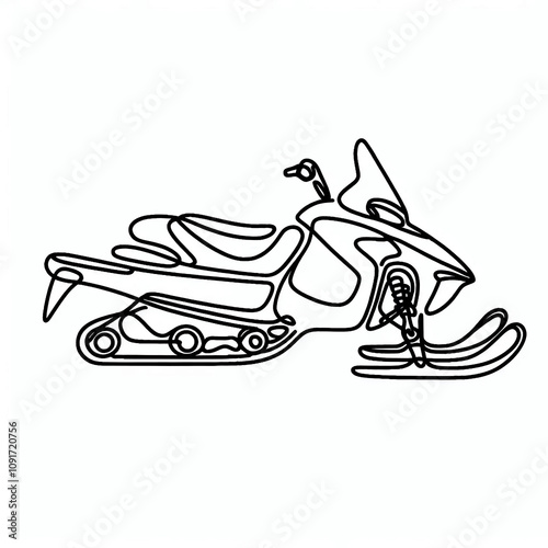 snowmobile silhouette thin lines 