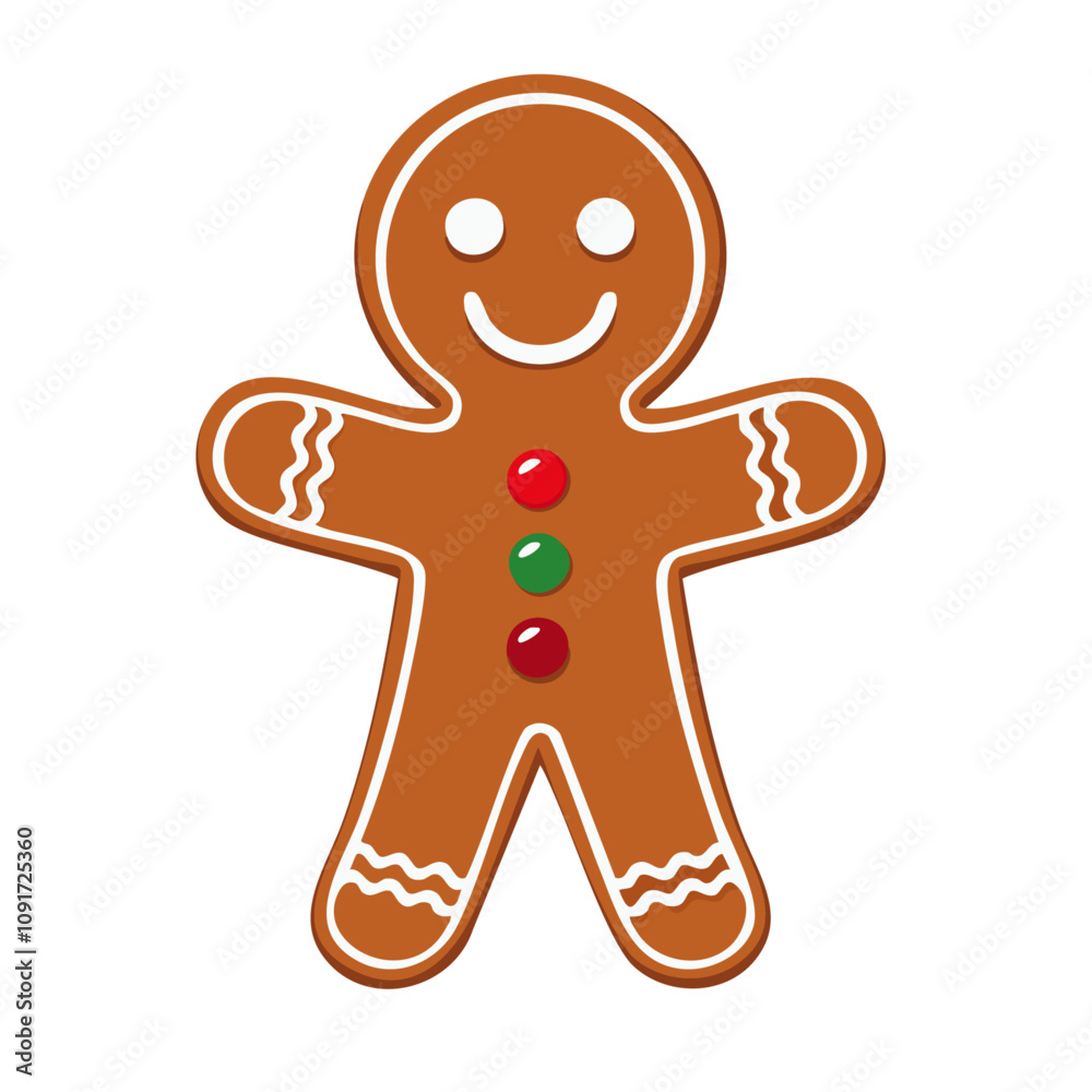 Fototapeta premium gingerbread man isolated on a white background, holiday style illustration 